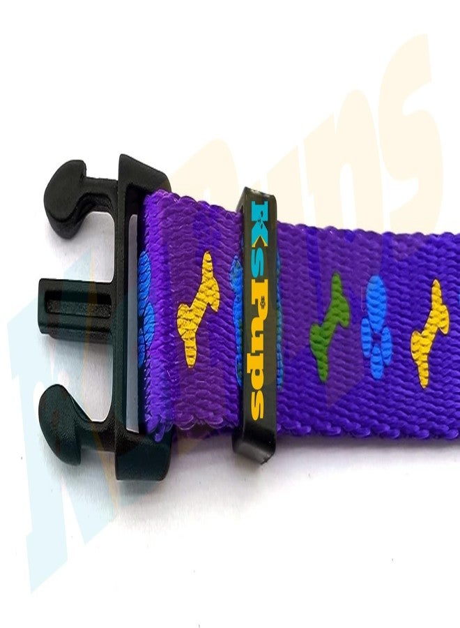 KsPups 15MM Silicon Soft Paw and Bone Print Nylon Collar Belt and Leash with Adjustable Quick Release and Breathable Neck Collar Belt Set Ideal for Outdoor Walking Dogs and Cats (Purple) - Image 5